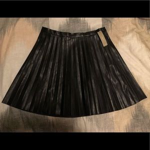 J. Crew Faux Leather Pleated Black Skirt Size 6